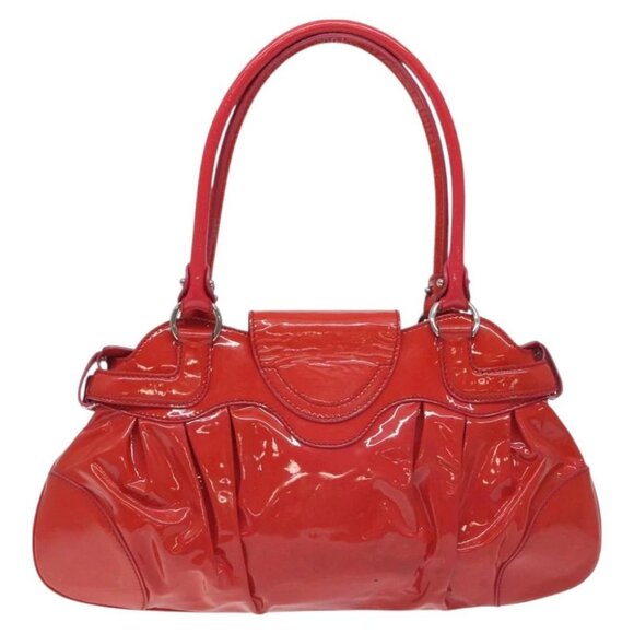 Salvatore Ferragamo Gancini Marissa Hand Bag Enamel Red Silver Auth 130621 - Picture 2 of 14